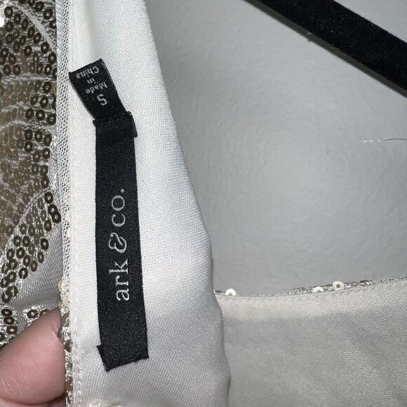 Ark & Co white and gold sequined mini dress women’s size small (S) - Picture 5 of 6